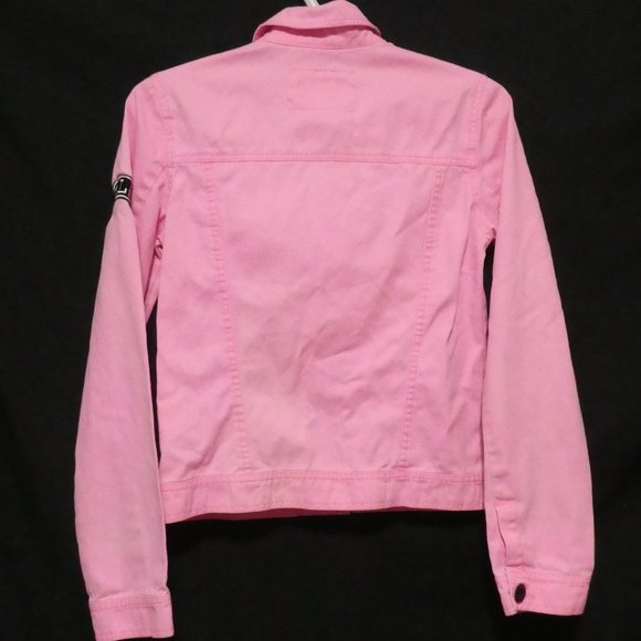 HURLEY | xs extra small | Classic Pink Denim Jacket with Black Buttons | GUC - Picture 2 of 16